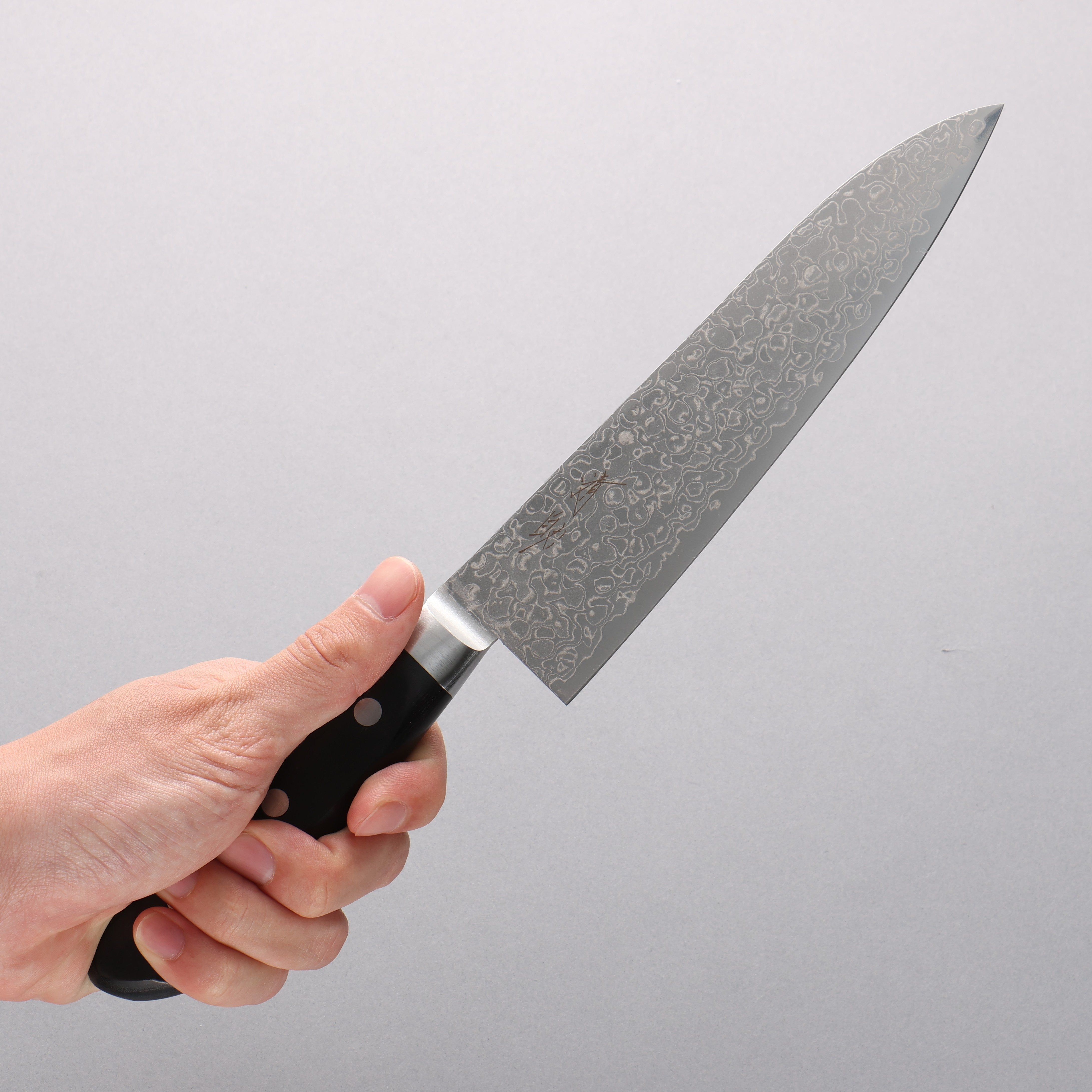 清助 AUS10 45層ダマスカス 牛刀包丁 180mm 黒合板柄 - 清助刃物