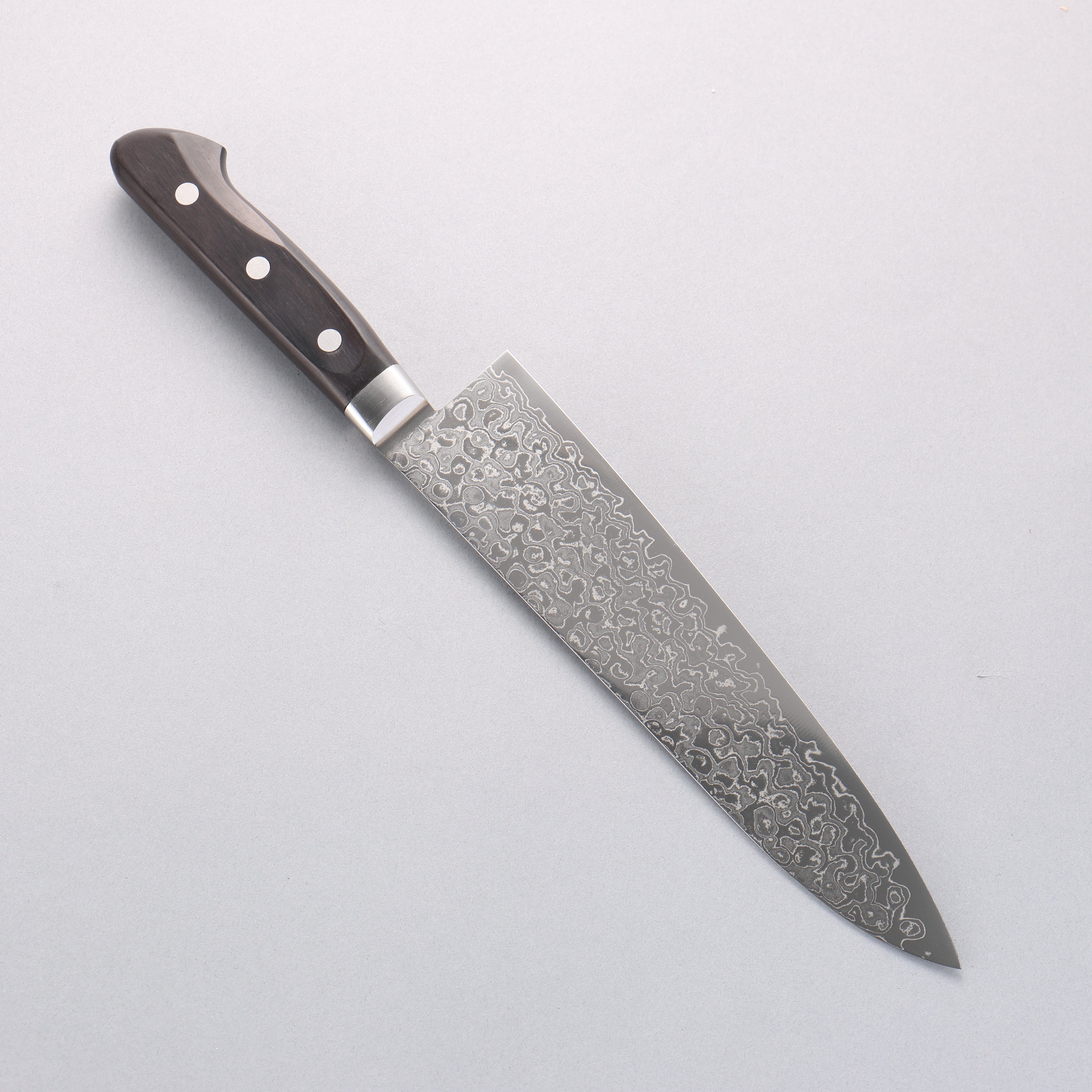 清助 AUS10 45層ダマスカス 牛刀包丁 210mm 黒合板柄 - 清助刃物