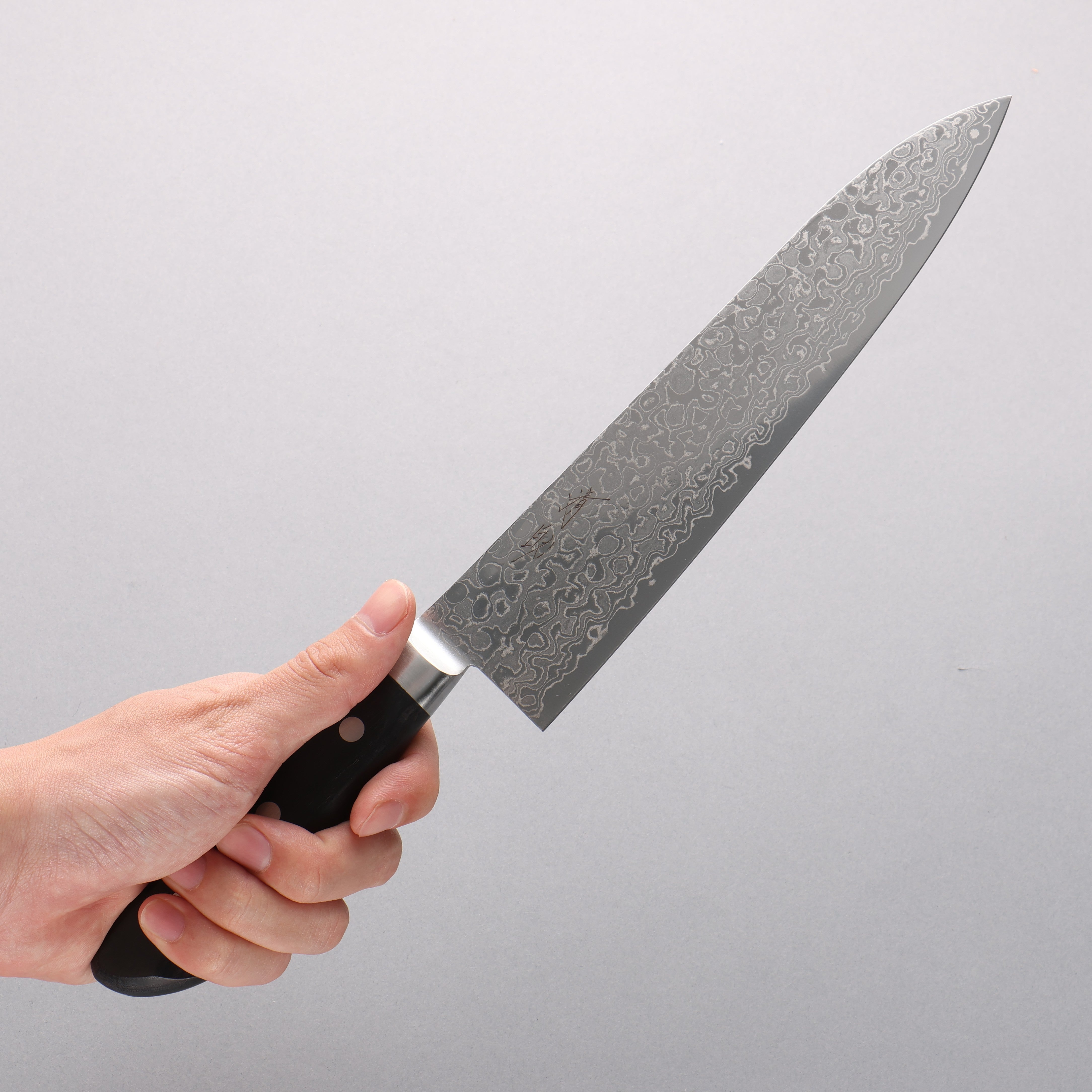 清助 AUS10 45層ダマスカス 牛刀包丁 210mm 黒合板柄 - 清助刃物