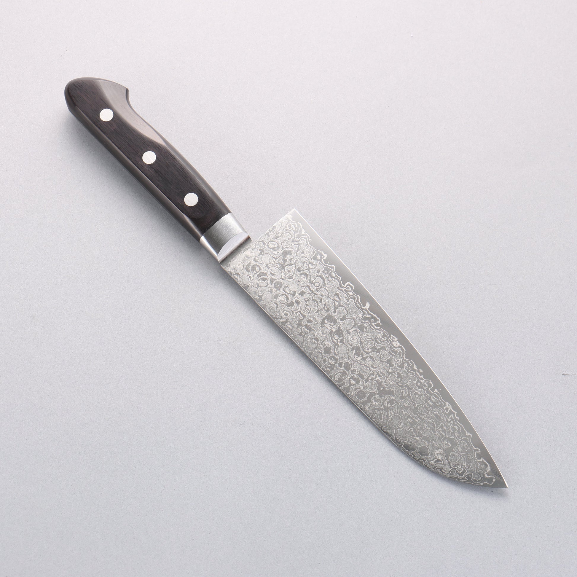 清助 AUS10 45層ダマスカス 三徳包丁 165mm 黒合板柄 - 清助刃物