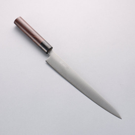 清助 青スーパー鋼 筋引包丁 240mm 紫檀 (口輪：黒合板)柄 - 清助刃物