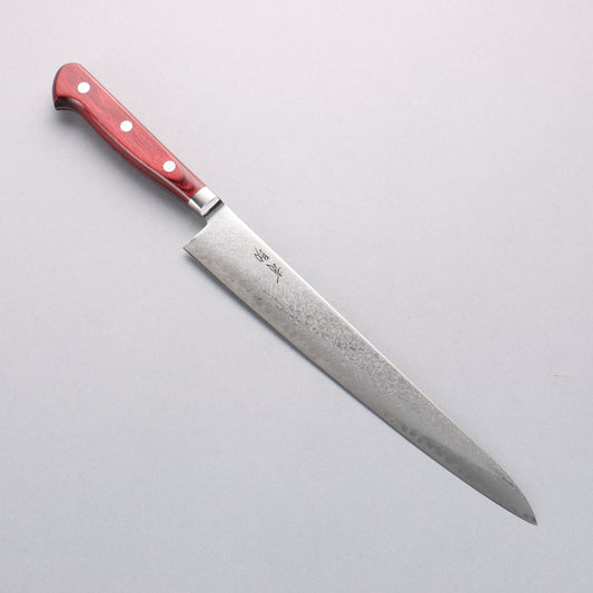 清助 AUS10 ダマスカス 筋引包丁 240mm 赤合板柄 - 清助刃物