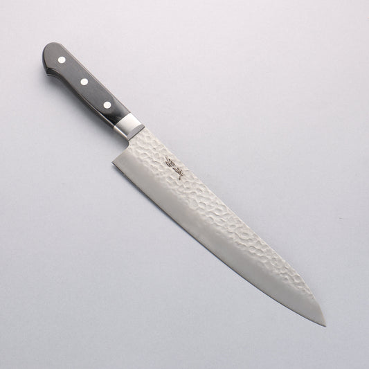 清助 AUS8 鎚目 牛刀包丁 240mm 黒合板柄 - 清助刃物
