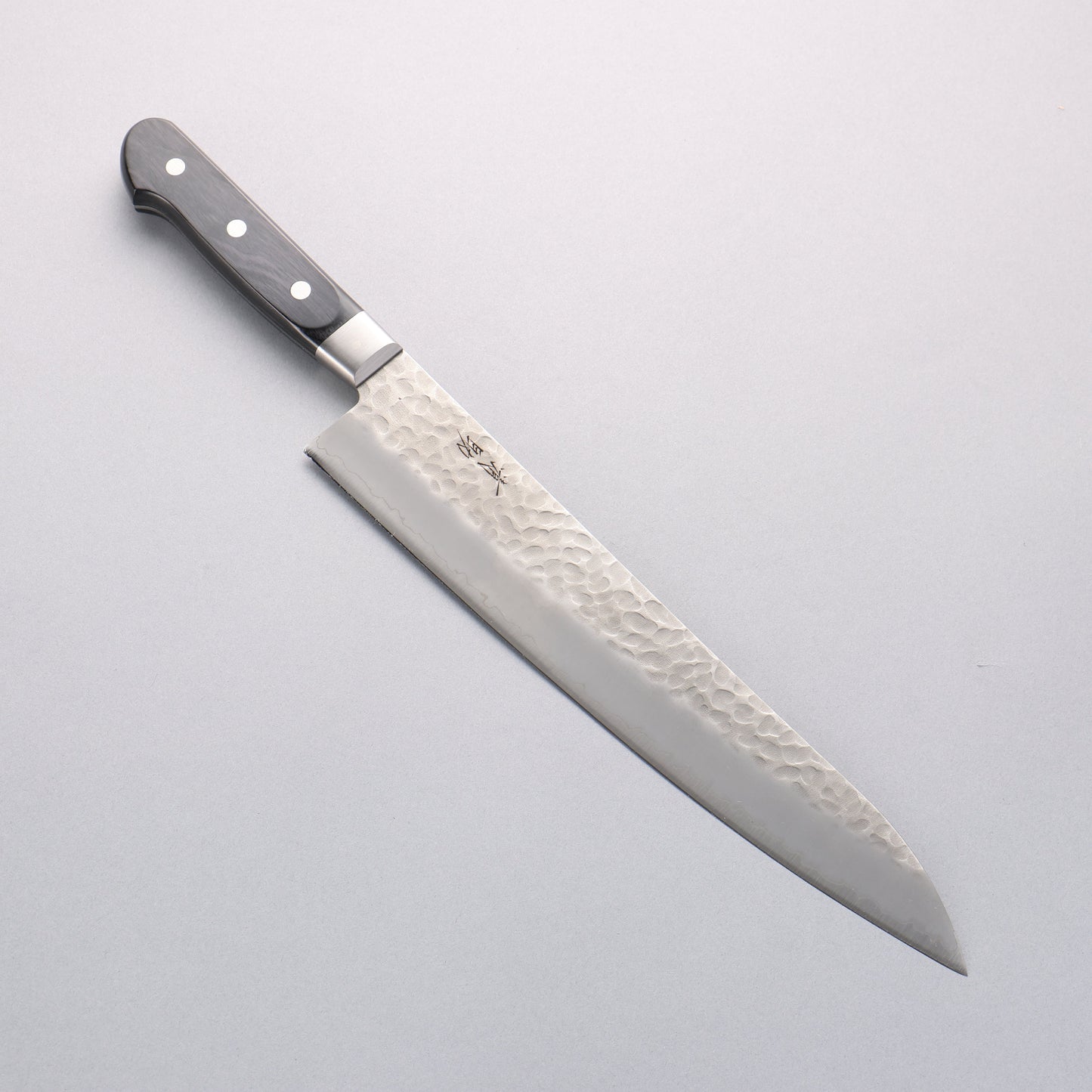 清助 AUS8 鎚目 牛刀包丁 270mm 黒合板柄 - 清助刃物