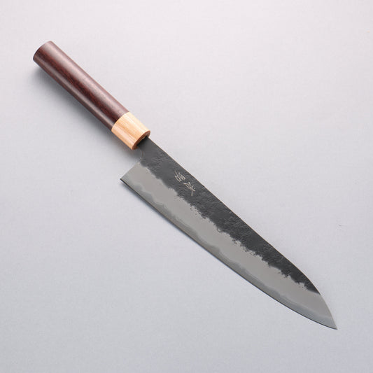 清助 青スーパー鋼 黒梨地 牛刀包丁 240mm 紫檀 (口輪：白合板)柄 - 清助刃物