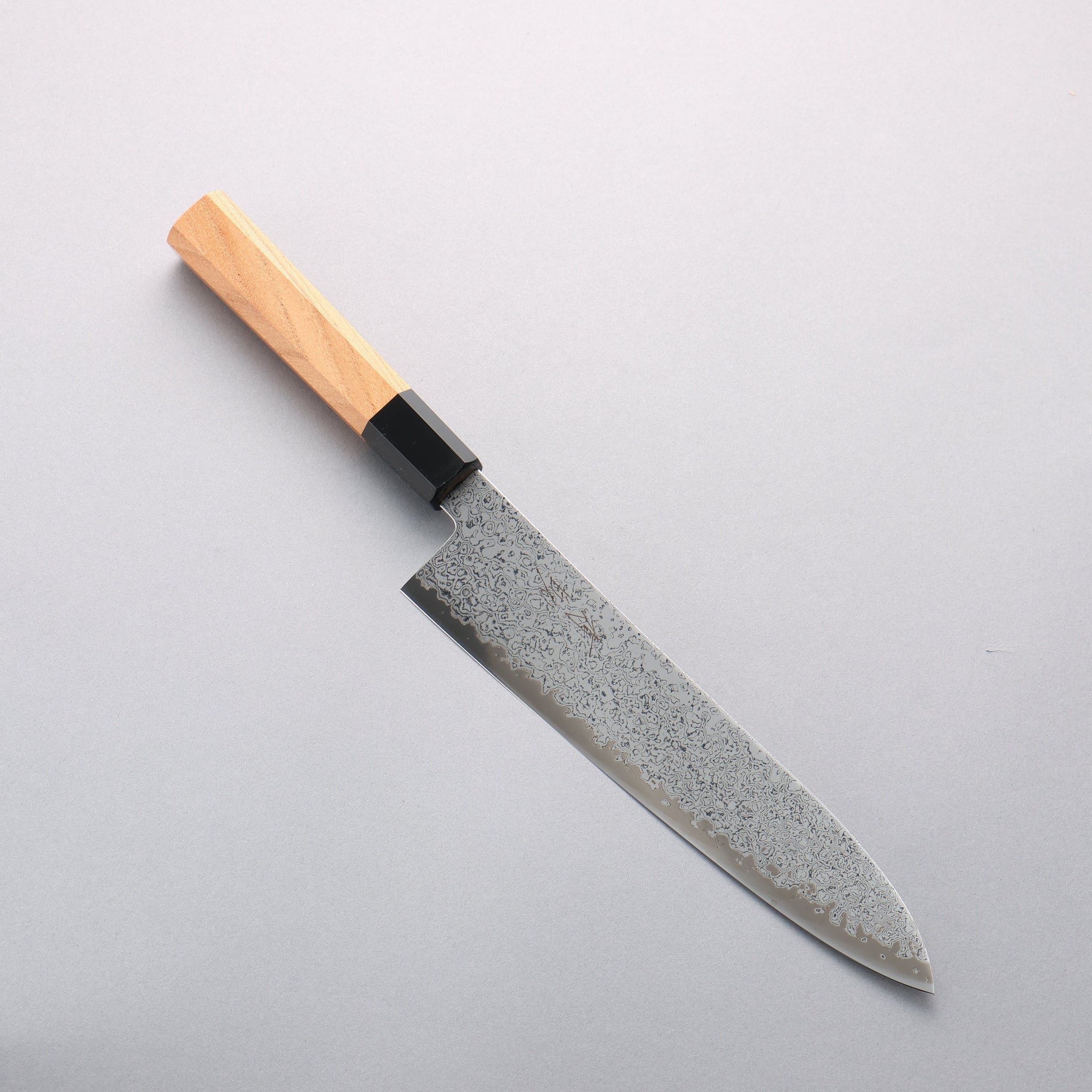 清助 V金10号 ダマスカス 磨き仕上げ 牛刀包丁 210mm ケヤキ柄 - 清助刃物