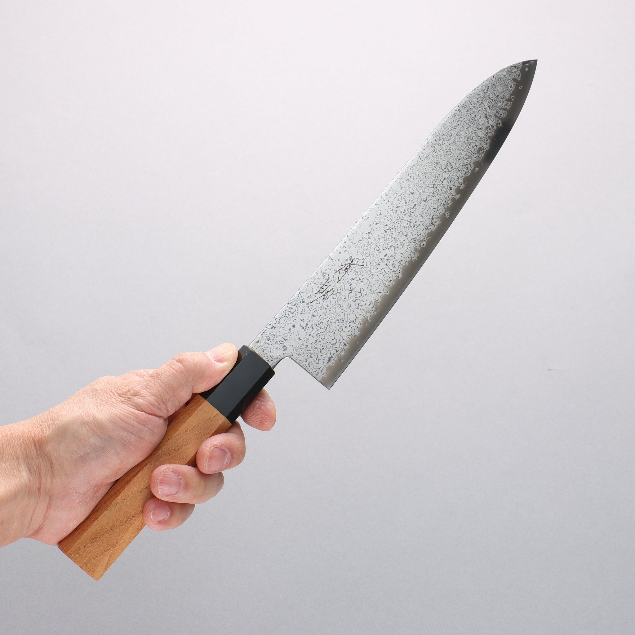 清助 V金10号 ダマスカス 磨き仕上げ 牛刀包丁 210mm ケヤキ柄 - 清助刃物
