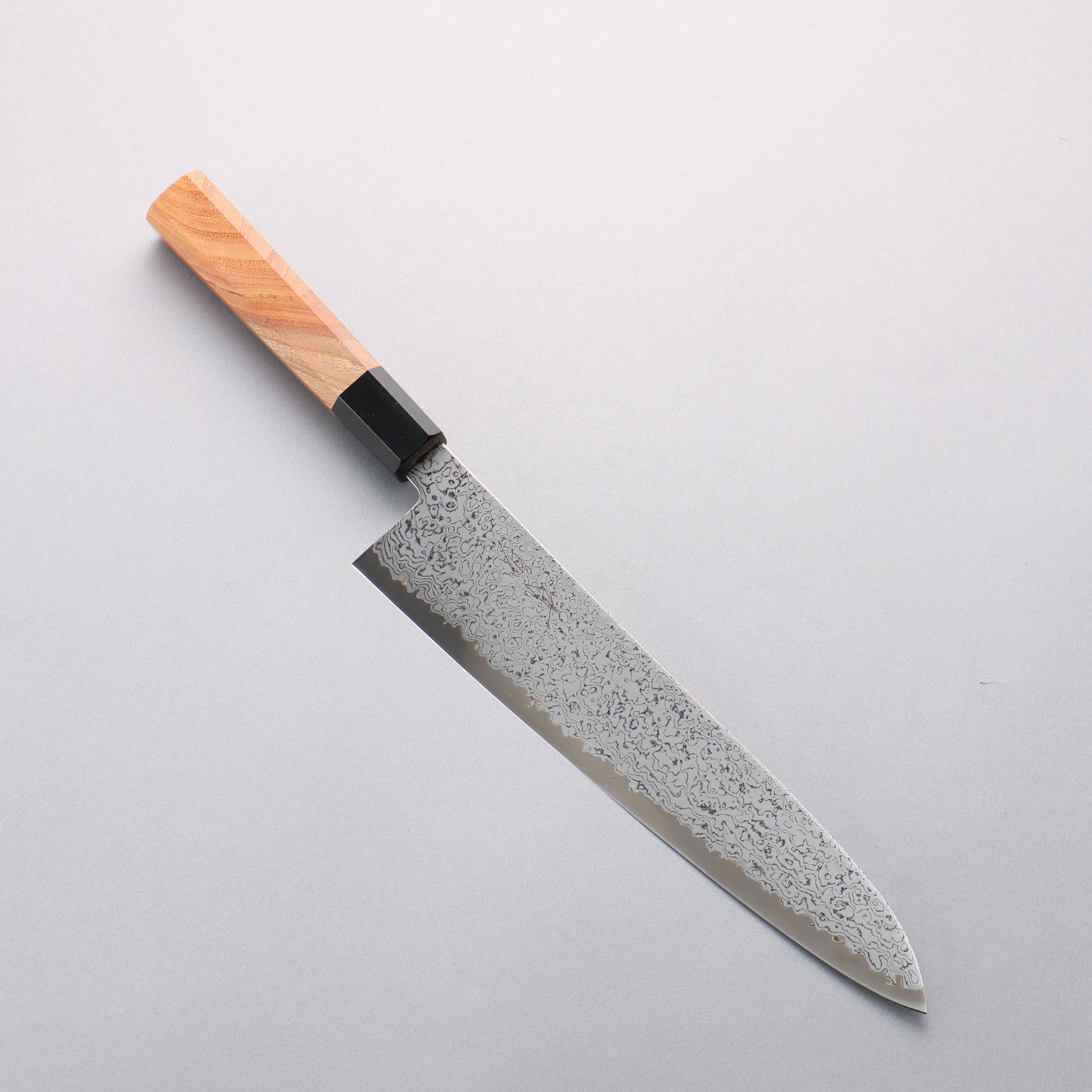 清助 V金10号 ダマスカス 磨き仕上げ 牛刀包丁 240mm ケヤキ柄 - 清助刃物