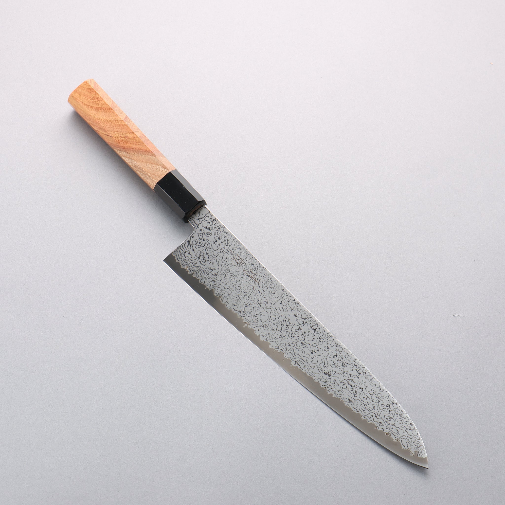清助 V金10号 ダマスカス 磨き仕上げ 牛刀包丁 240mm ケヤキ柄 - 清助刃物