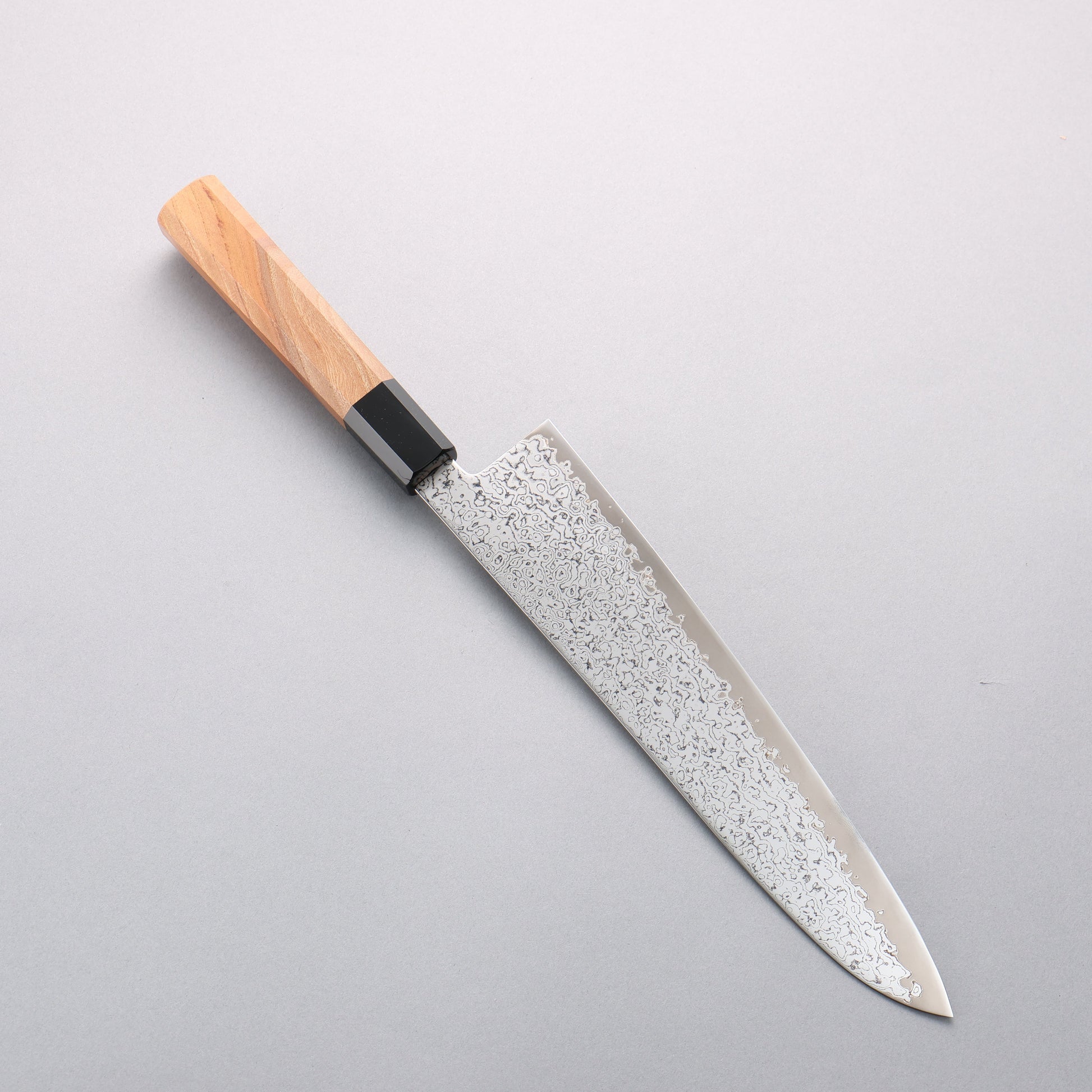 清助 V金10号 ダマスカス 磨き仕上げ 牛刀包丁 240mm ケヤキ柄 - 清助刃物