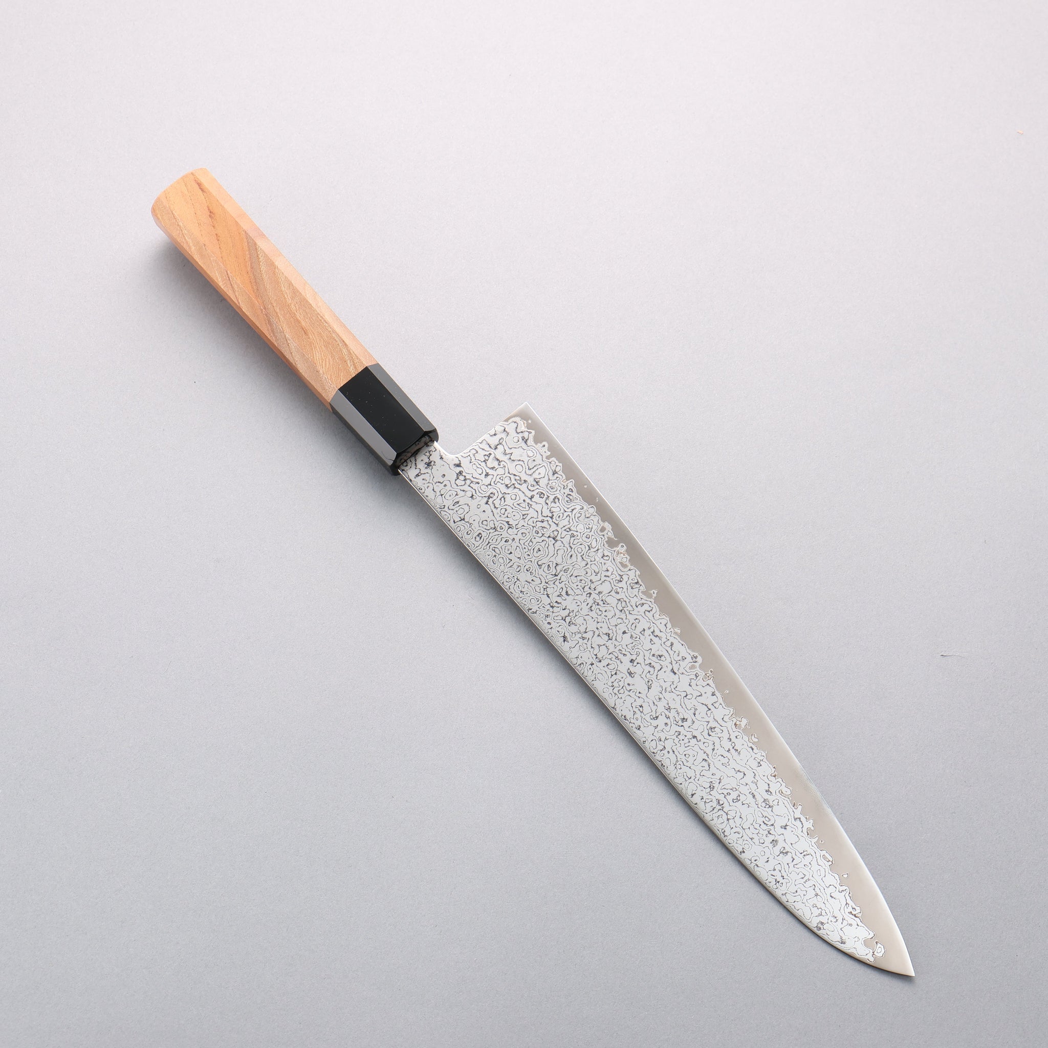 清助 V金10号 ダマスカス 磨き仕上げ 牛刀包丁 240mm ケヤキ柄 - 清助刃物