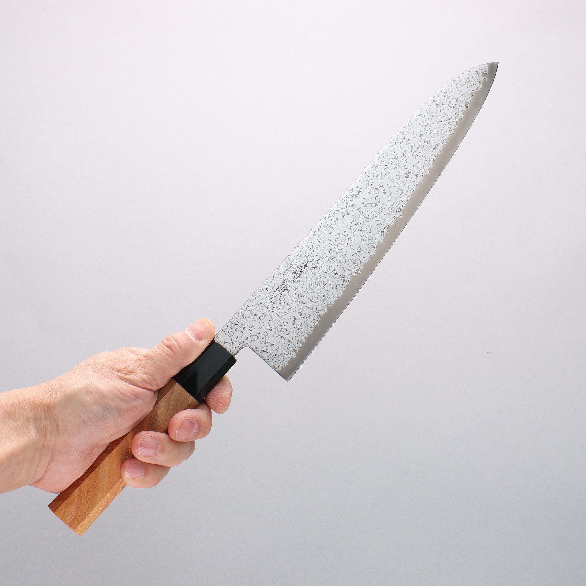 清助 V金10号 ダマスカス 磨き仕上げ 牛刀包丁 240mm ケヤキ柄 - 清助刃物