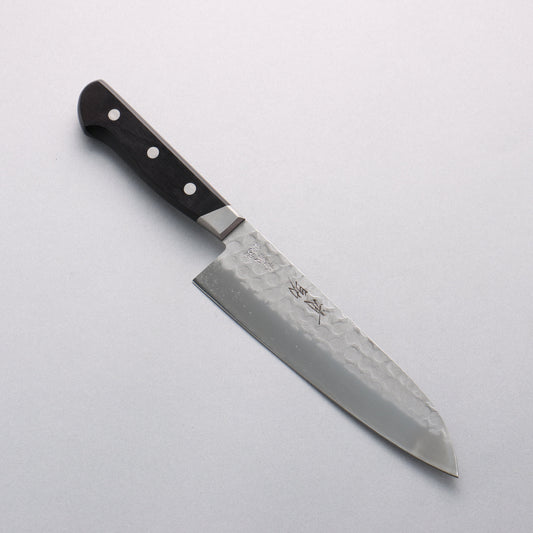 清助 青ニ鋼 梨地 鎚目 三徳包丁 180mm 黒合板柄 - 清助刃物