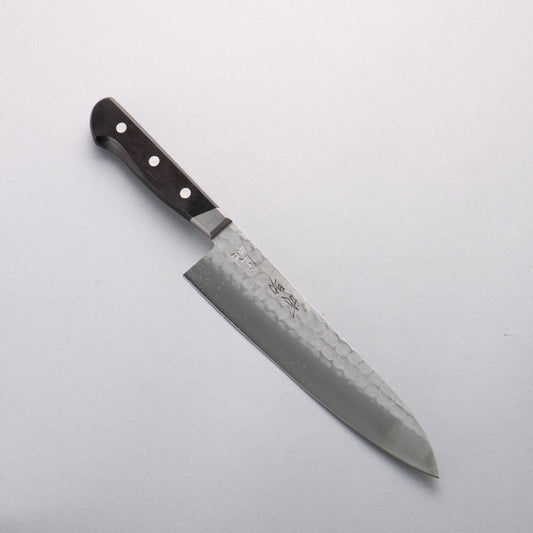 清助 青ニ鋼 梨地 鎚目 牛刀包丁 200mm 黒合板柄 - 清助刃物