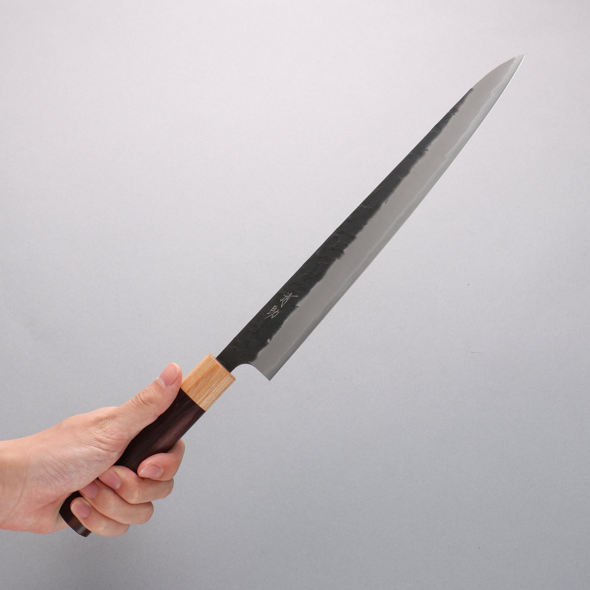 清助 青スーパー鋼 黒梨地 筋引包丁 270mm 紫檀 (口輪：白合板)柄 - 清助刃物