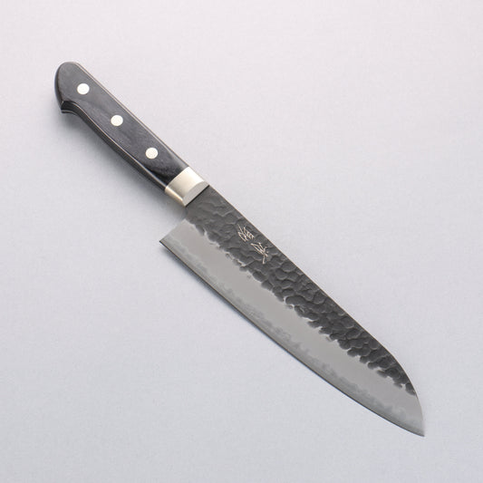 清助 青スーパー鋼 鎚目 黒仕上げ 三徳包丁 180mm 黒合板柄