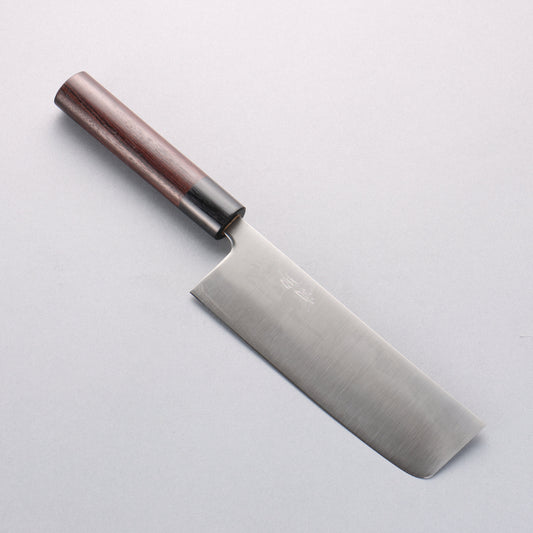 清助 青スーパー鋼 菜切包丁 165mm 紫檀 (口輪：黒合板)柄