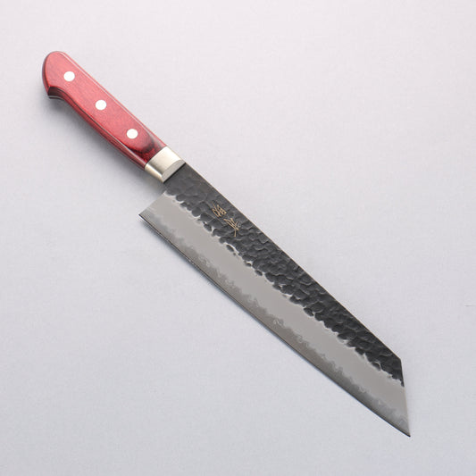 清助 青スーパー鋼 鎚目 黒打 切付牛刀包丁 210mm 赤合板柄