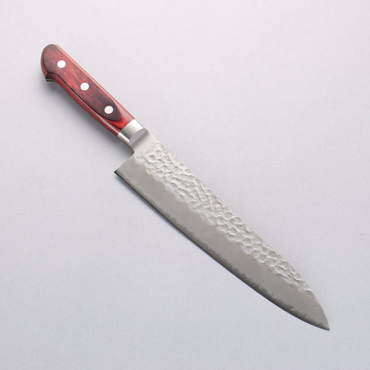 清助 青スーパー鋼 鎚目 牛刀包丁 210mm 赤合板柄