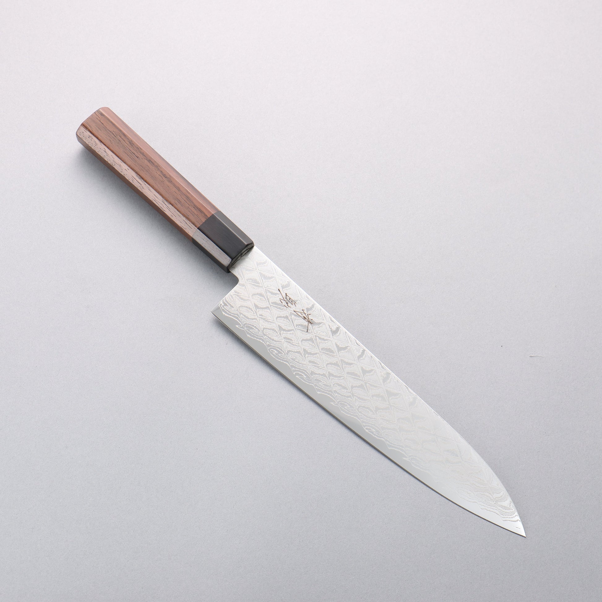 清助 AUS10 ミラークロス 牛刀包丁 210mm 紫檀 (口輪：黒合板)柄 - 清助刃物