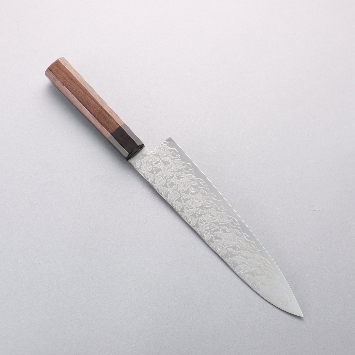 清助 AUS10 ミラークロス 牛刀包丁 210mm 紫檀 (口輪：黒合板)柄 - 清助刃物