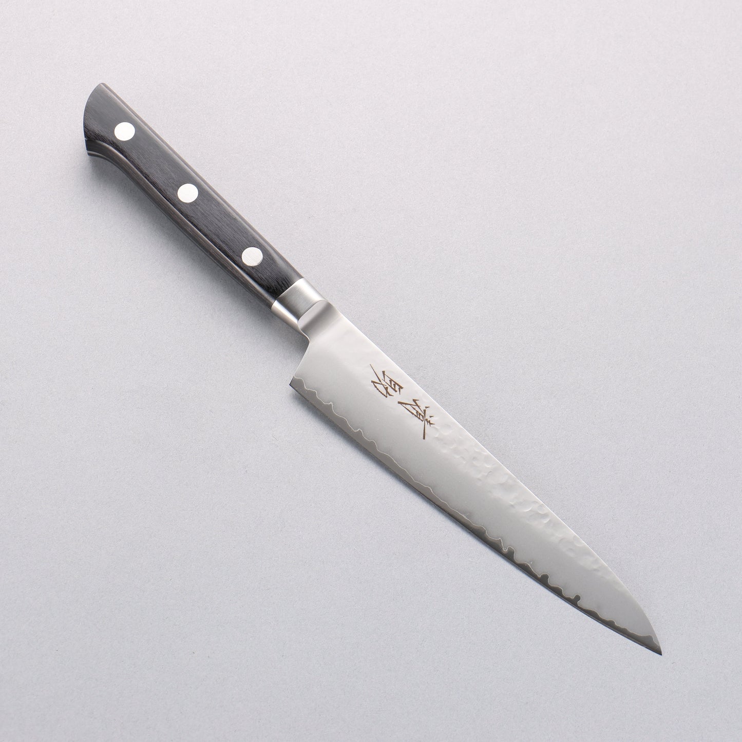 清助 V金5号 鎚目 霞研 ペティーナイフ 150mm 黒合板柄 - 清助刃物