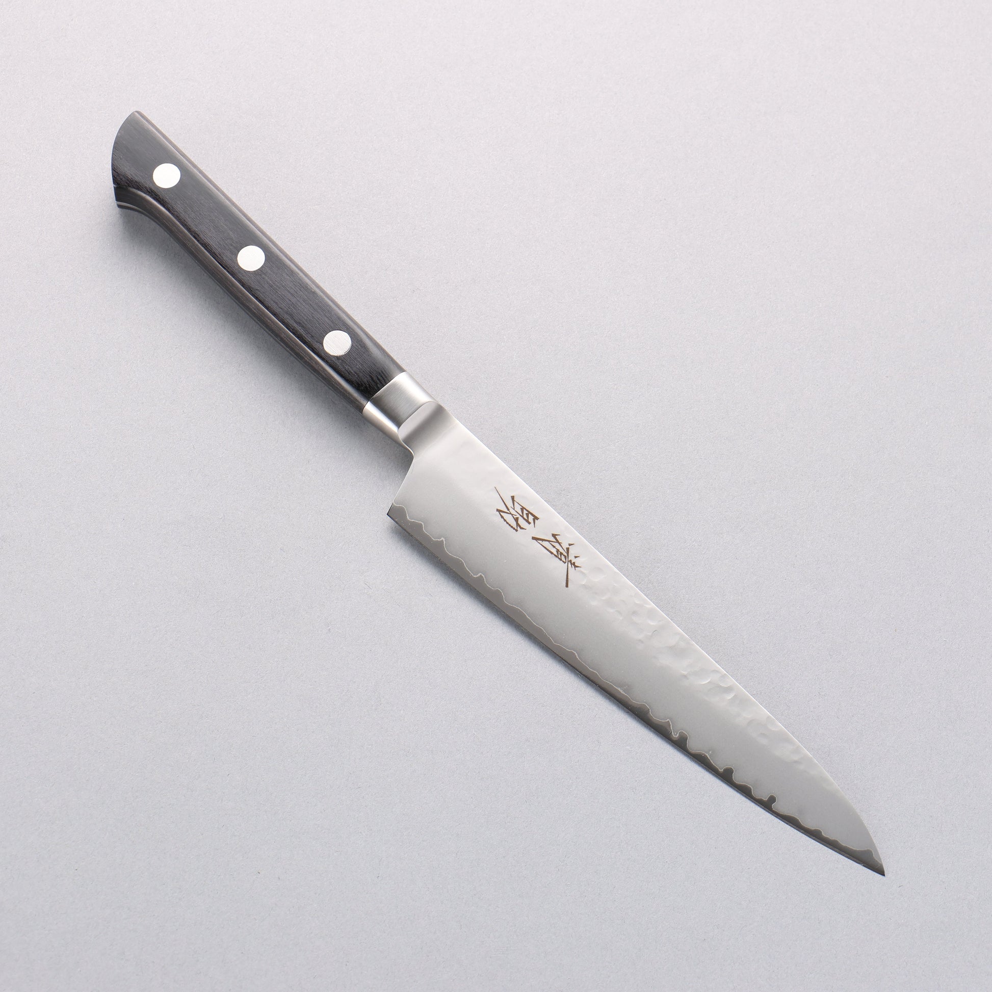 清助 V金5号 鎚目 霞研 ペティーナイフ 150mm 黒合板柄 - 清助刃物