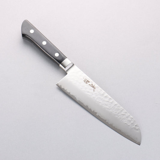 清助 V金5号 鎚目 霞研 三徳包丁 175mm 黒合板柄 - 清助刃物