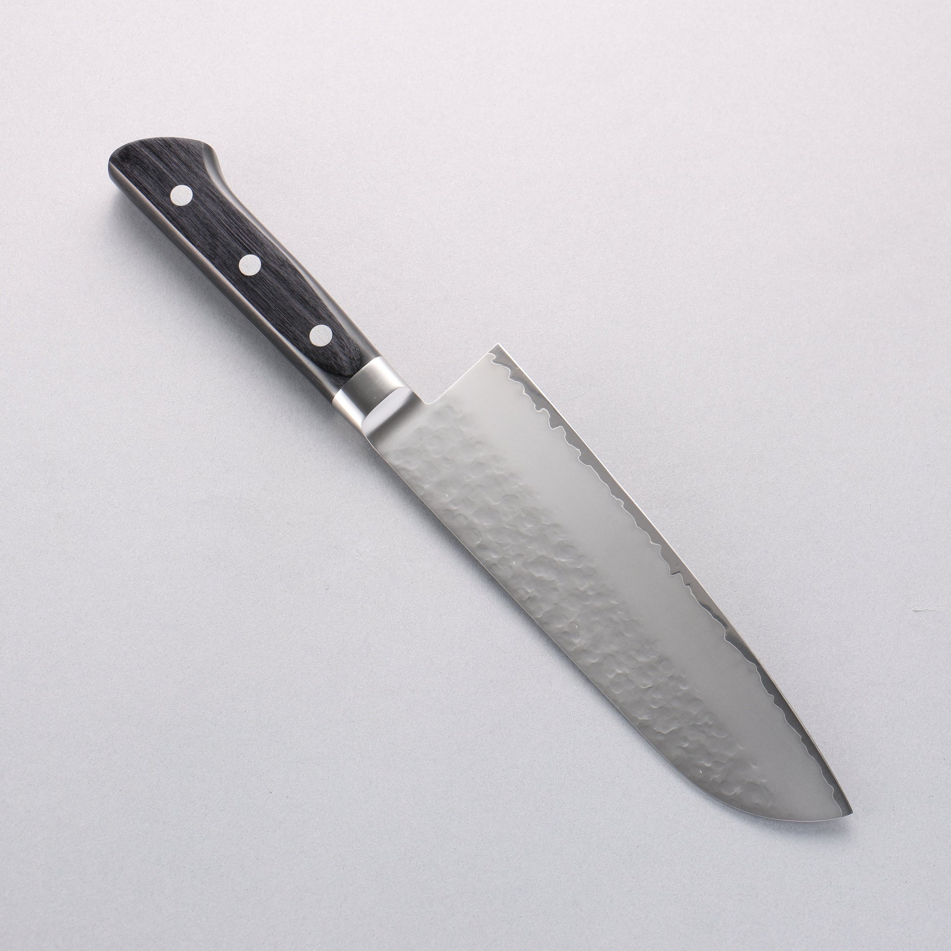 清助 V金5号 鎚目 霞研 三徳包丁 175mm 黒合板柄 - 清助刃物