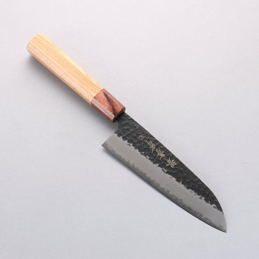 堺 孝行 青スーパー鋼 鎚目 黒仕上げ 三徳包丁 165mm ケヤキ柄 - 清助刃物