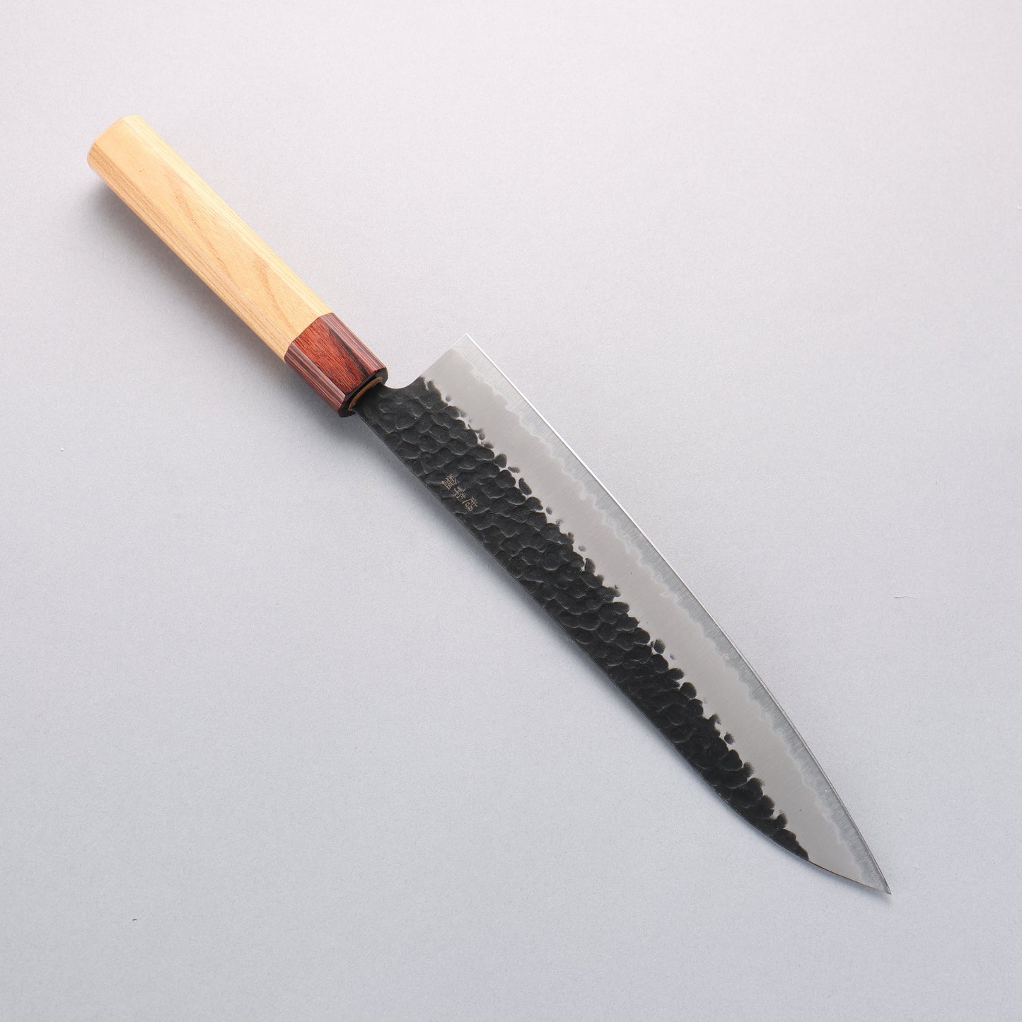 堺 孝行 青スーパー鋼 鎚目 黒仕上げ 牛刀包丁 240mm ケヤキ柄 - 清助刃物