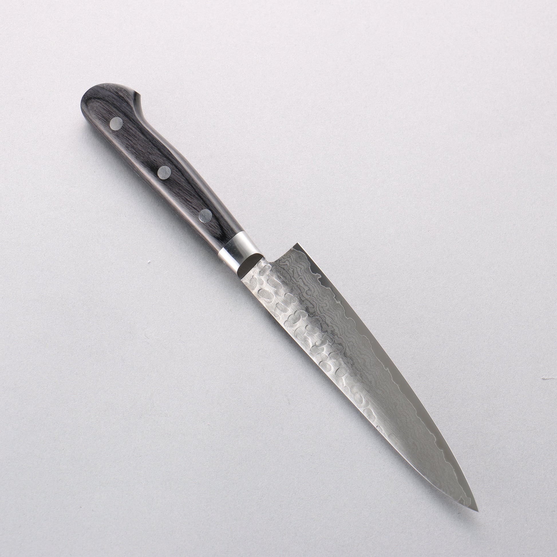 堺 孝行 V金10号 鎚目 ダマスカス 17層 ペティーナイフ 135mm 黒合板柄 - 清助刃物