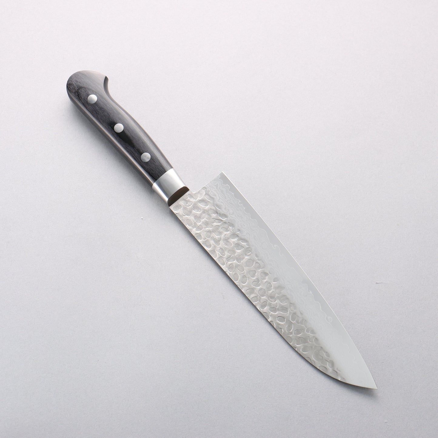 堺 孝行 V金10号 鎚目 ダマスカス 17層 三徳包丁 180mm 黒合板柄 - 清助刃物