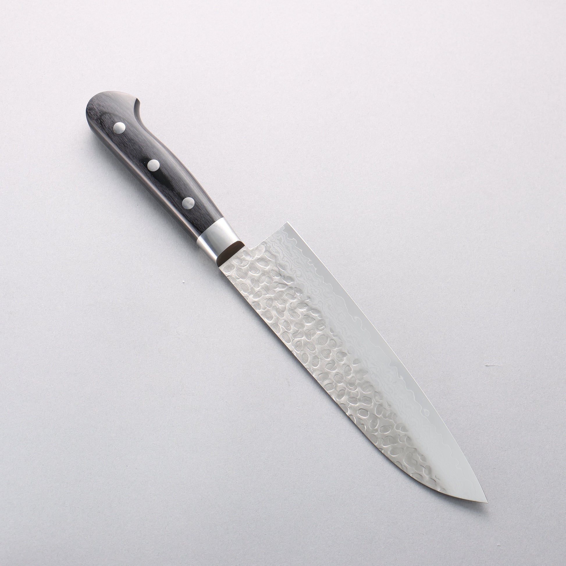 堺 孝行 V金10号 鎚目 ダマスカス 17層 三徳包丁 180mm 黒合板柄 - 清助刃物