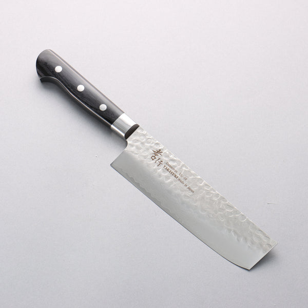 堺 孝行 V金10号 鎚目 ダマスカス 17層 菜切包丁 160mm 黒合板柄