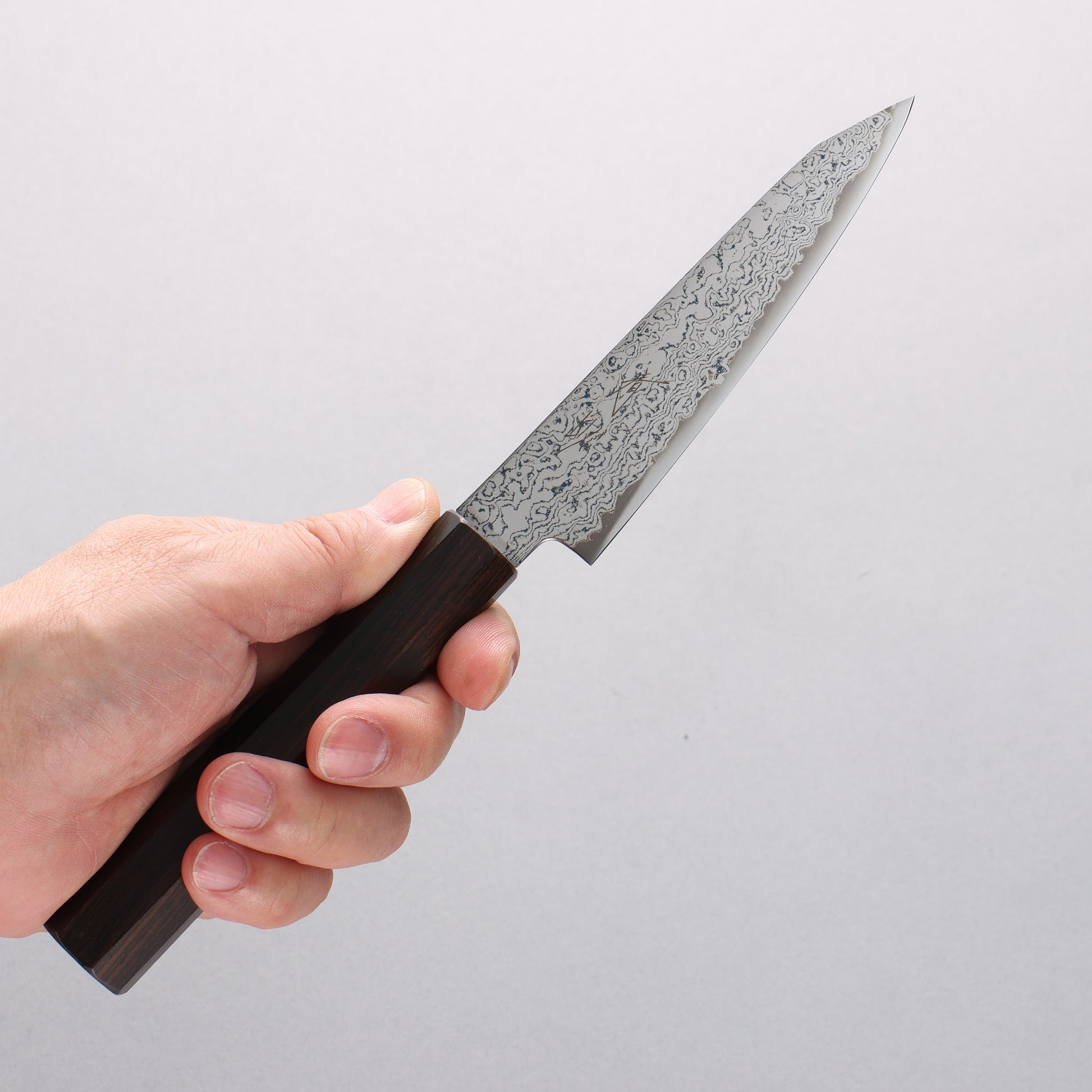 清助 V金10号 ダマスカス ペティーナイフ 120mm 黒檀柄 - 清助刃物