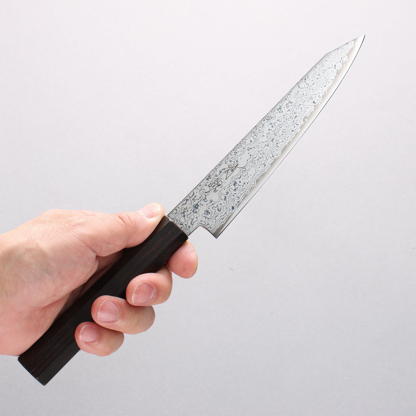 清助 V金10号 ダマスカス 切付ペティナイフ 150mm 黒檀柄 - 清助刃物
