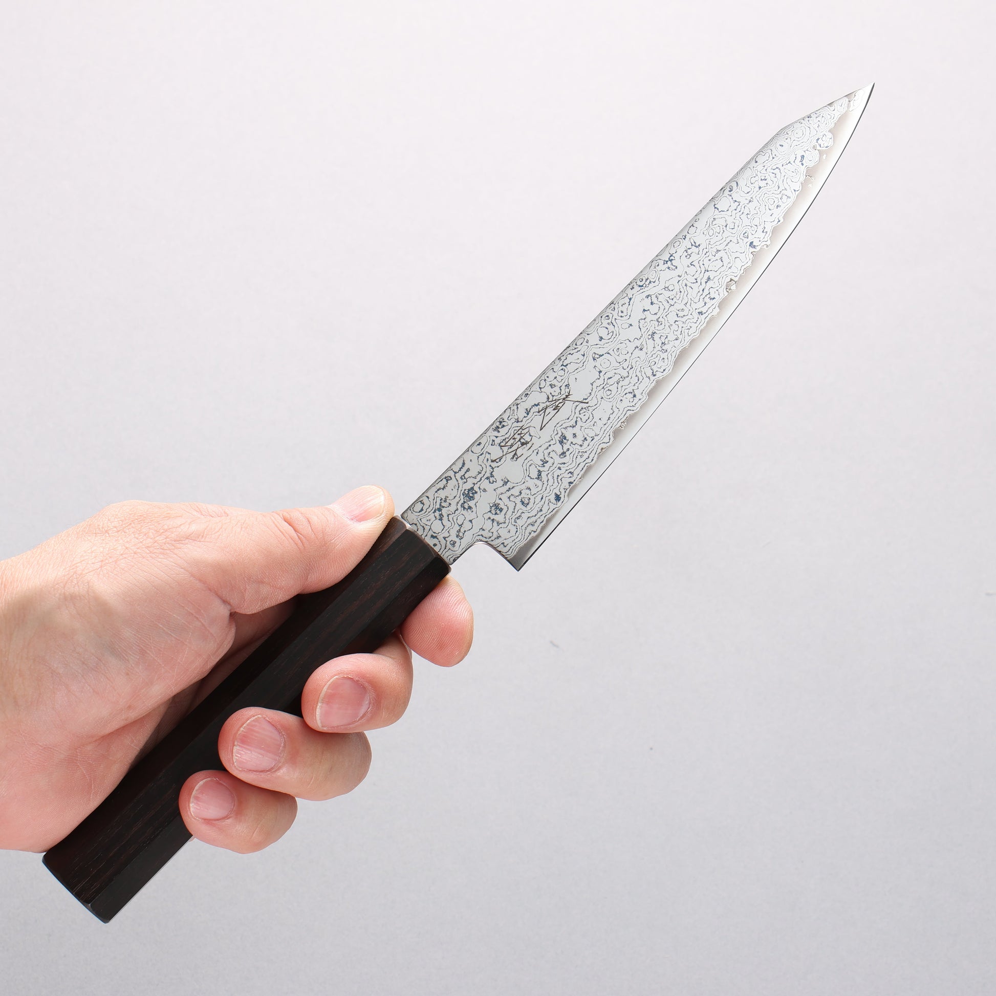 清助 V金10号 ダマスカス 切付ペティナイフ 150mm 黒檀柄 - 清助刃物