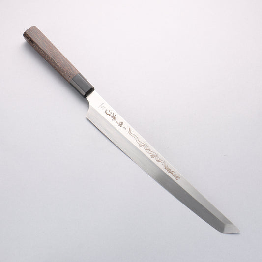 堺 孝行 本焼 V金10号 龍の彫刻入り 先丸柳刃包丁 300mm ウエンジ柄 鞘付き - 清助刃物
