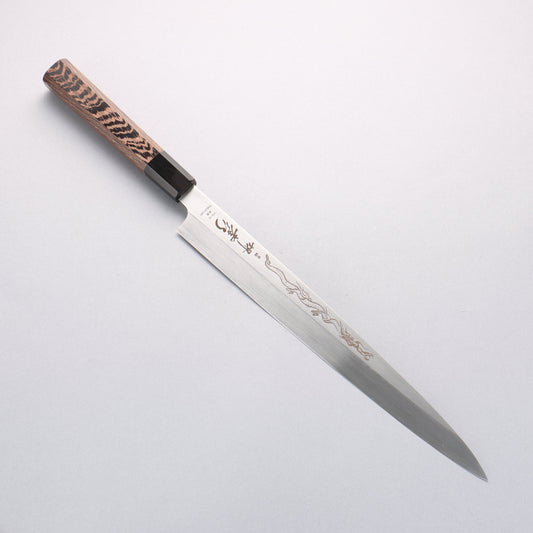 堺 孝行 本焼 V金10号 龍の彫刻入り 柳刃包丁 300mm ウエンジ柄 鞘付き - 清助刃物
