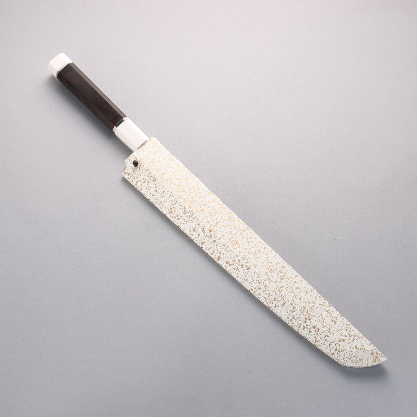 堺 孝行 影打 水本焼 白ニ鋼 鏡面仕上げ 先丸柳刃包丁 300mm 黒檀(両側水牛リング付き）柄 鞘付き - 清助刃物