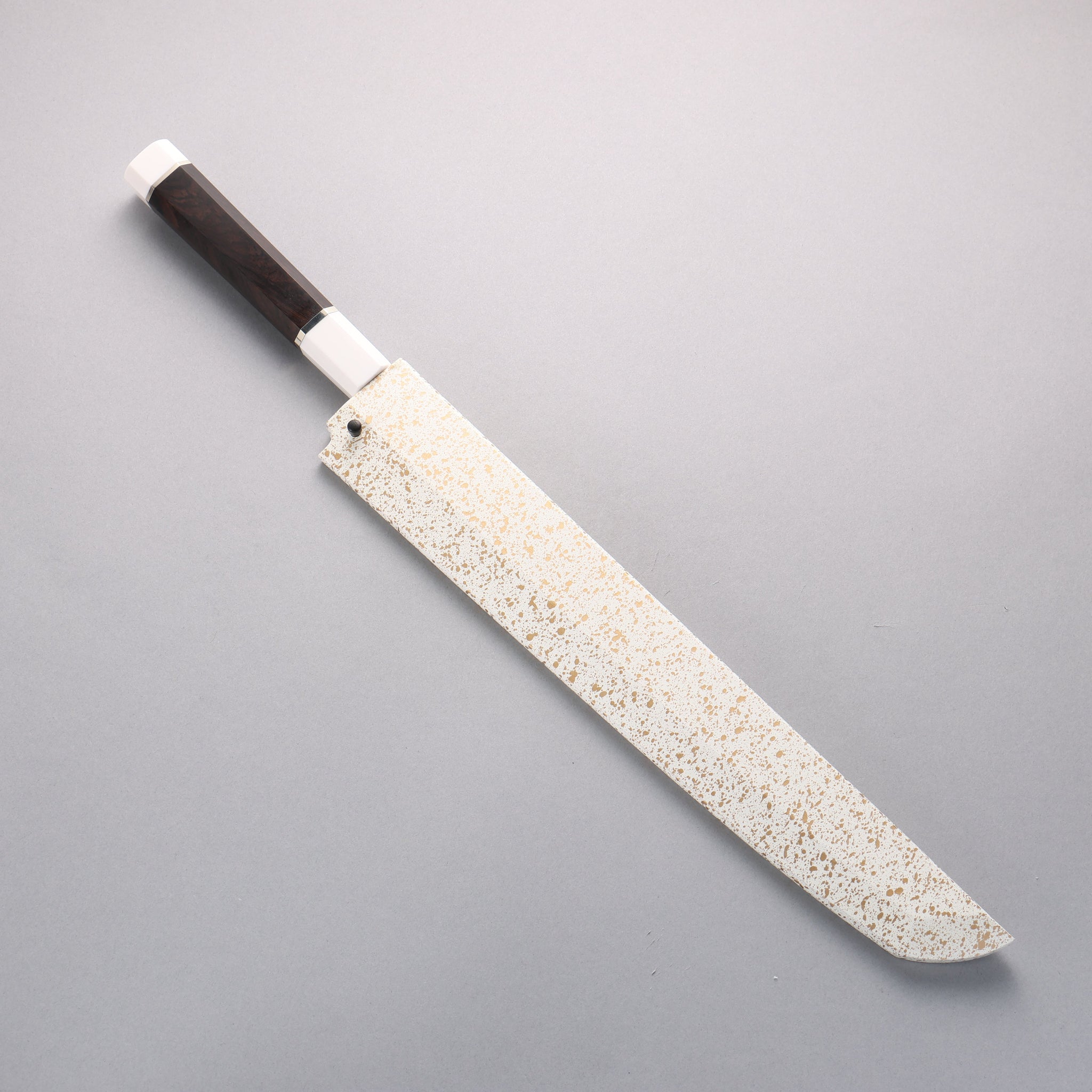 堺 孝行 影打 水本焼 白ニ鋼 鏡面仕上げ 先丸柳刃包丁 300mm 黒檀(両側水牛リング付き）柄 鞘付き - 清助刃物