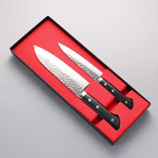清助 V金1号 三徳包丁&ペティナイフセット 合板柄 - 清助刃物