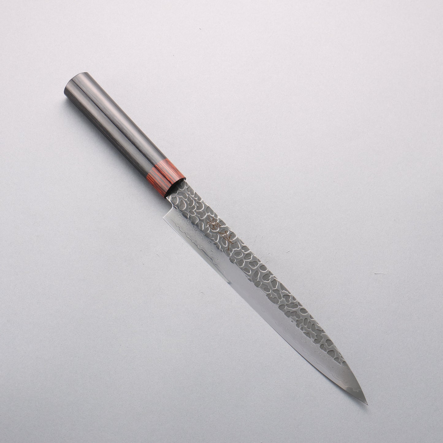 清助 VG10 33層 鎚目 ダマスカス 筋引包丁 210mm 黒合板柄 - 清助刃物