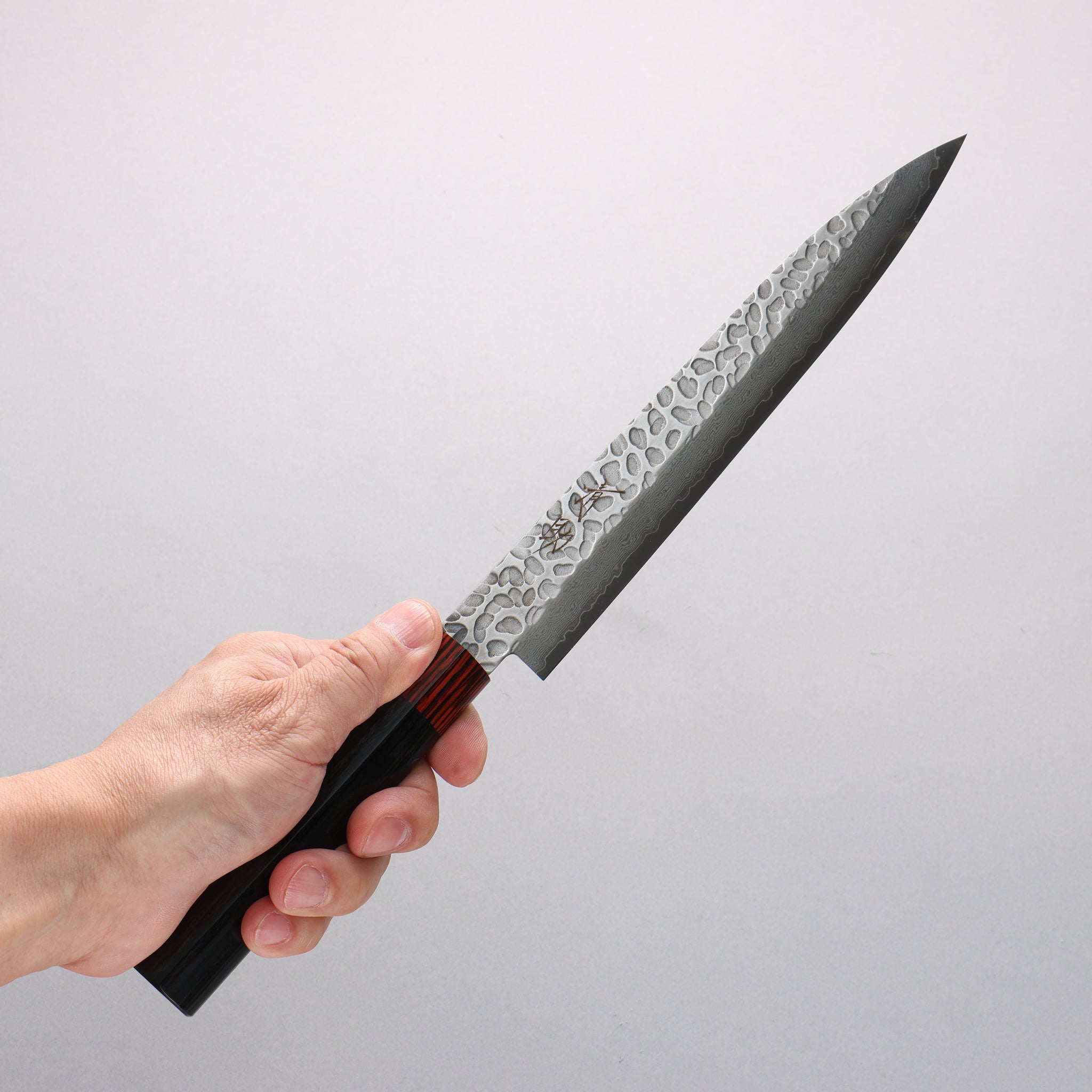 清助 VG10 33層 鎚目 ダマスカス 筋引包丁 210mm 黒合板柄 - 清助刃物