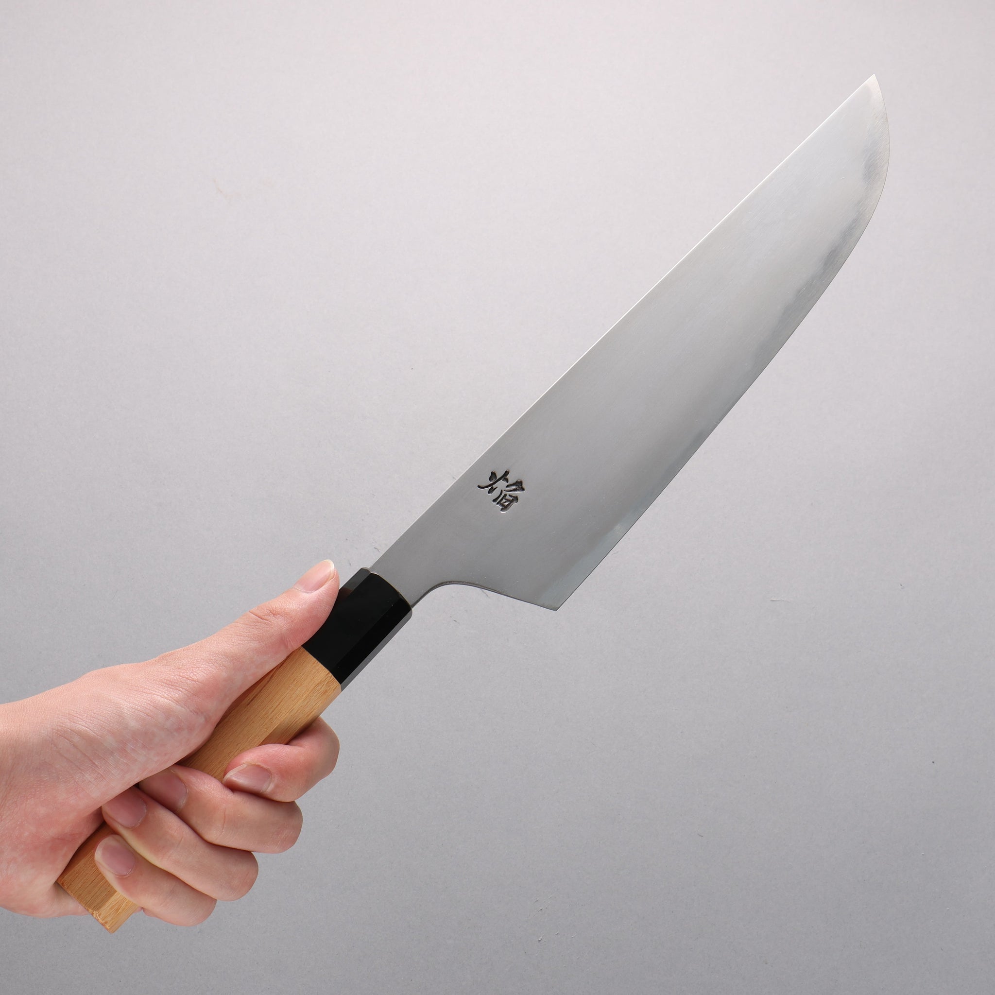 堺 孝行 焔 弧月 青ニ鋼 牛刀包丁 240mm イチイ柄 - 清助刃物