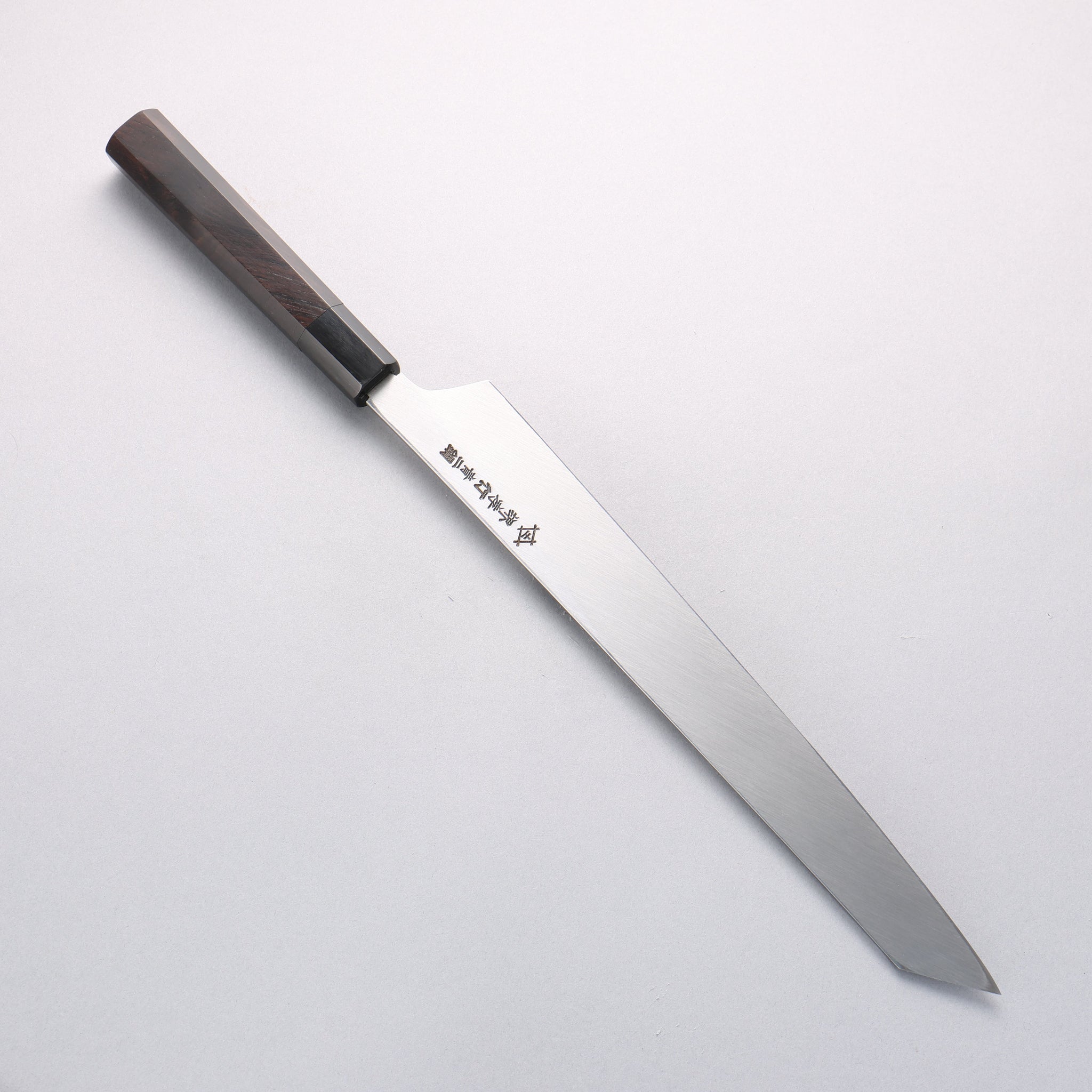 堺 孝行 飛燕 青ニ鋼 鏡面仕上げ 剣型柳刃包丁 300mm 黒檀柄 鞘付き - 清助刃物