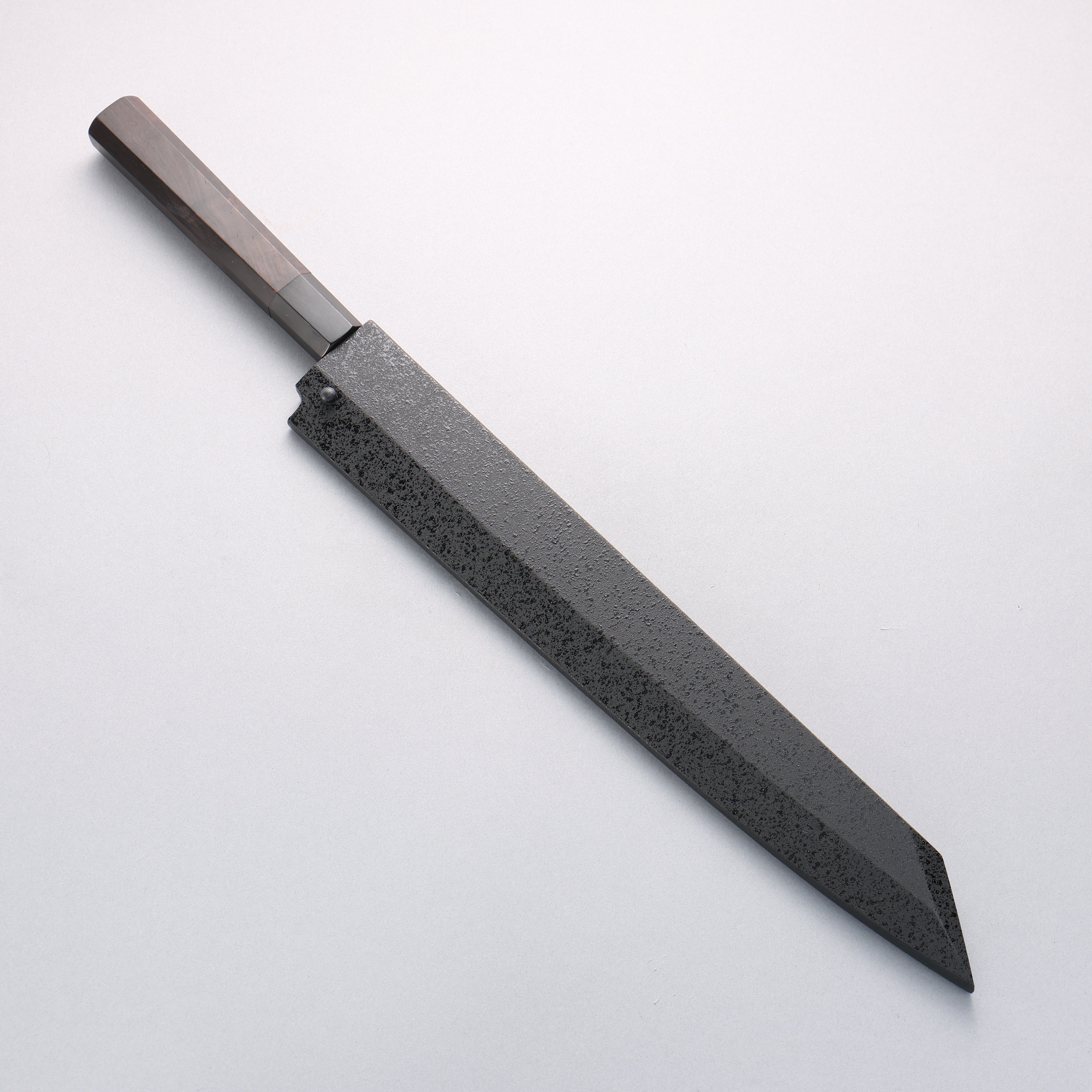 堺 孝行 飛燕 青ニ鋼 鏡面仕上げ 剣型柳刃包丁 300mm 黒檀柄 鞘付き - 清助刃物