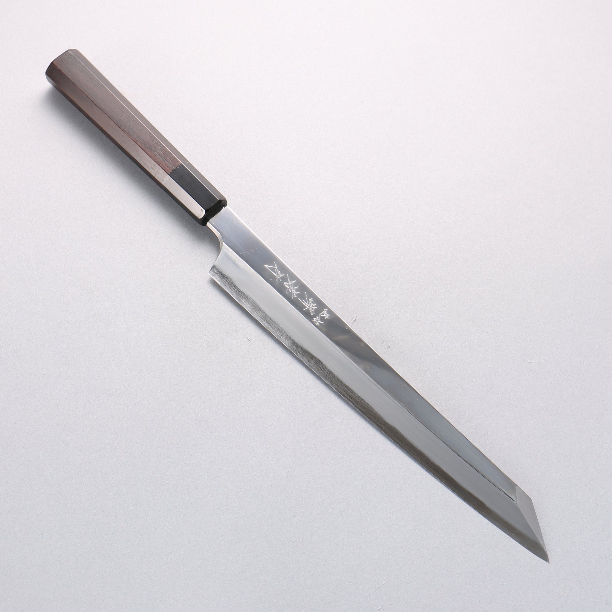 堺 孝行 飛燕 青ニ鋼 鏡面仕上げ 剣型柳刃包丁 270mm 黒檀柄 鞘付き - 清助刃物