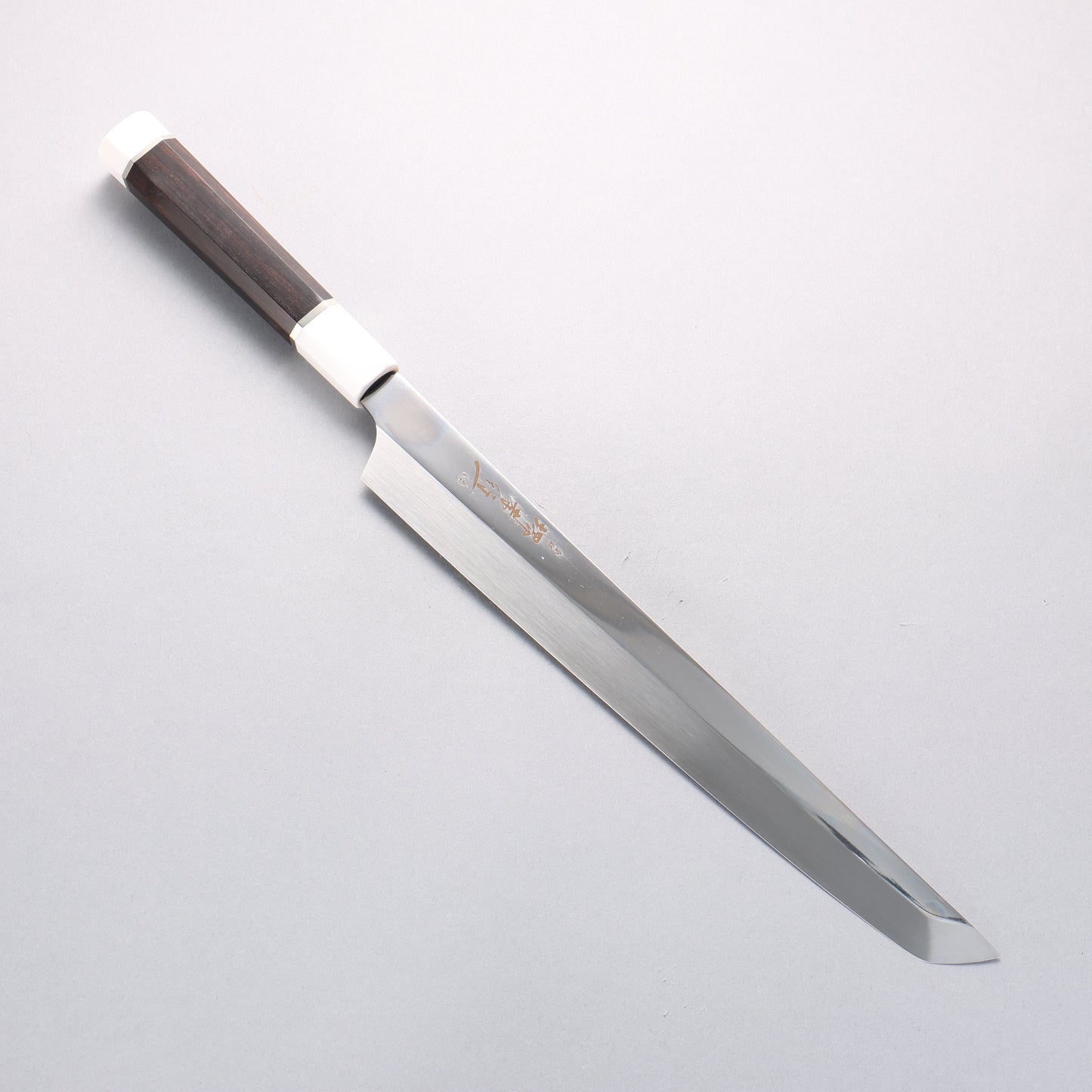 堺 孝行 銀龍 本焼 スウェーデン鋼 鏡面仕上げ 先丸柳刃包丁 300mm 黒檀柄 鞘付き - 清助刃物